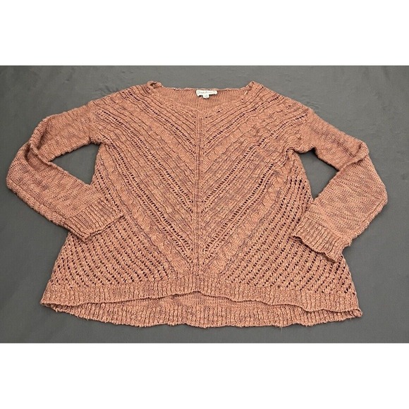 Cloud Chaser Sweater Womens Small Pink Pullover Open Knit Top - Picture 4 of 11